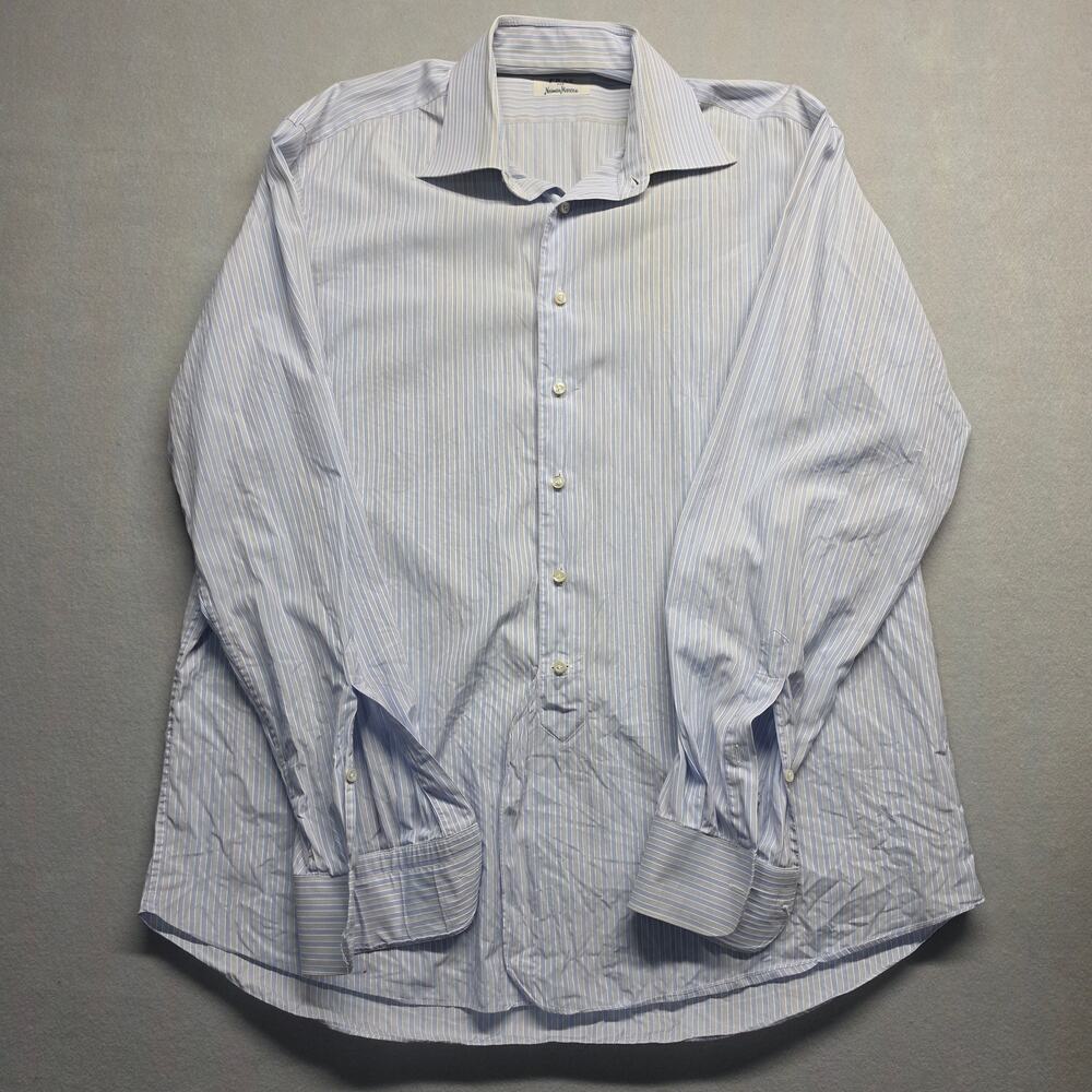 Fray for Neiman Marcus Blue Striped Dress Shirt Men's Size XL